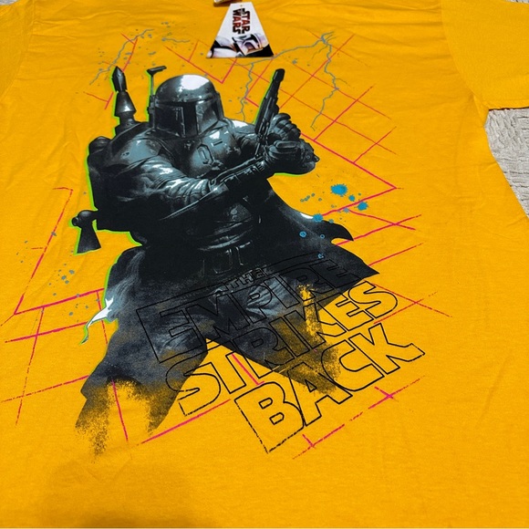 Star Wars VINTAGE Men’s Large Empire Strikes Back Boba Fett T-Shirt Yellow NWT - Picture 2 of 6